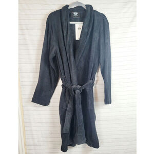 DOCKERS LOUNGEWEAR BLACK FLEECE ROBE, SZ SMALL